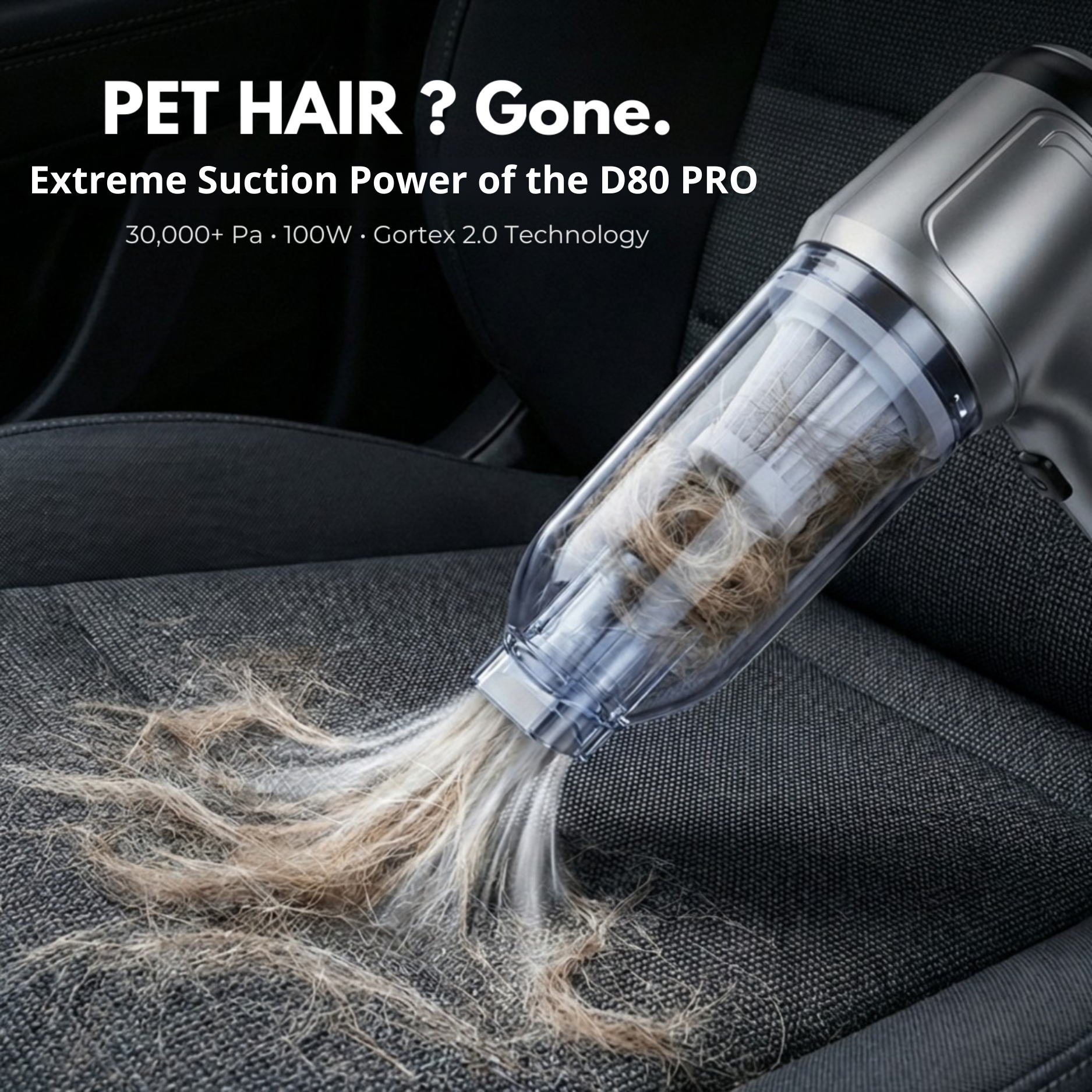 D80 PRO | Powerful Cordless Car Vacuum – Compact, Lightweight and Rechargeable