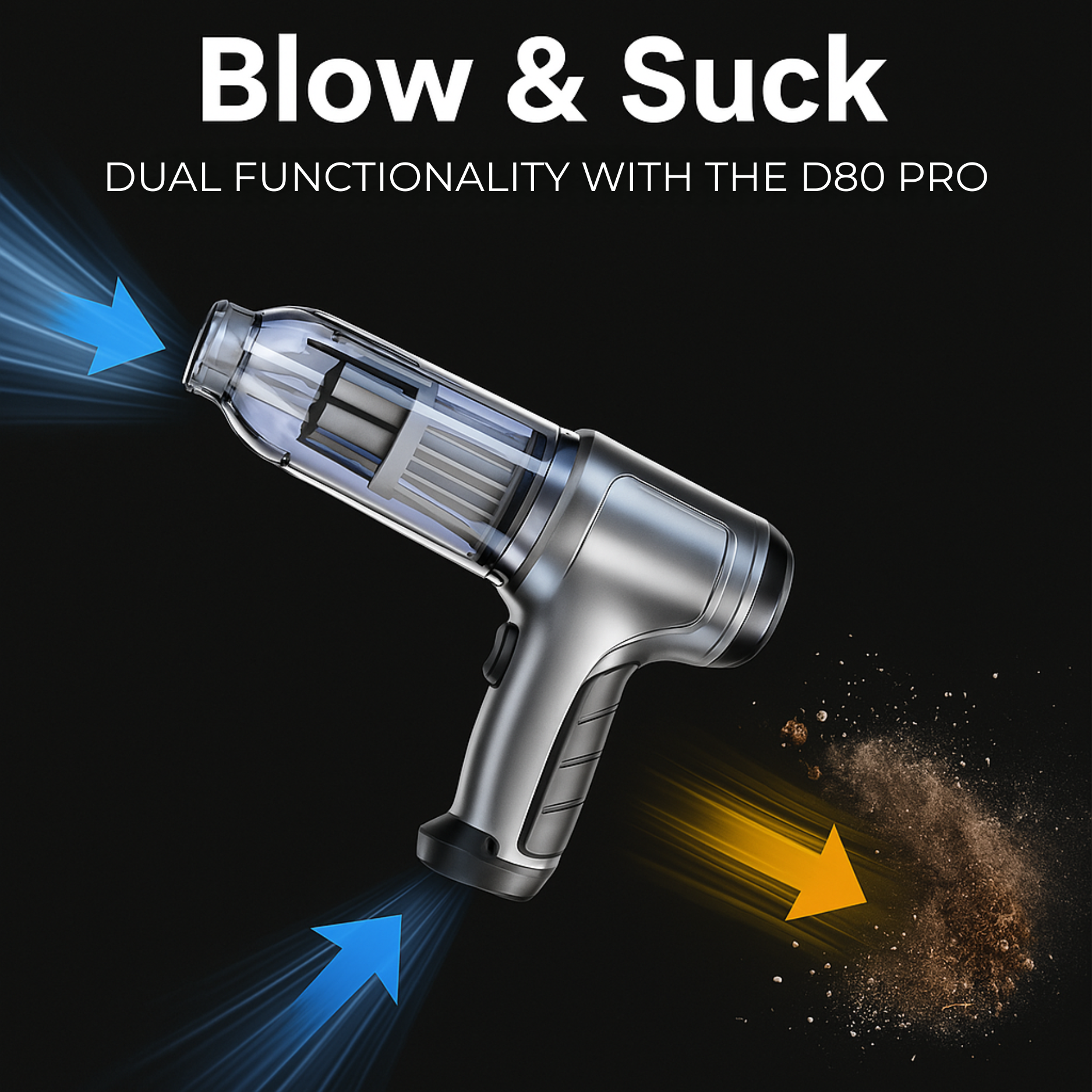 D80 PRO | Powerful Cordless Car Vacuum – Compact, Lightweight and Rechargeable