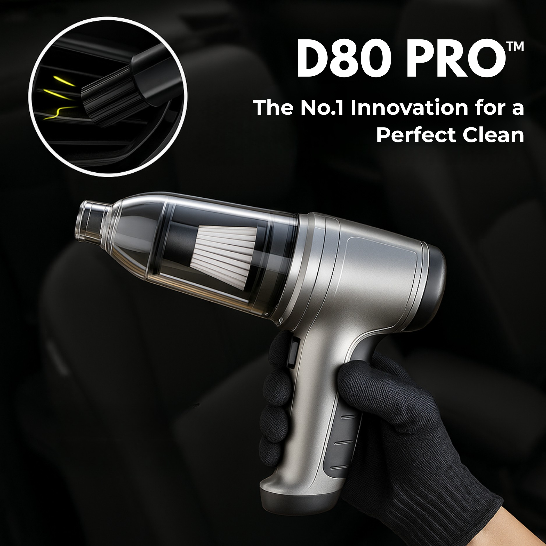 D80 PRO | Powerful Cordless Car Vacuum – Compact, Lightweight and Rechargeable