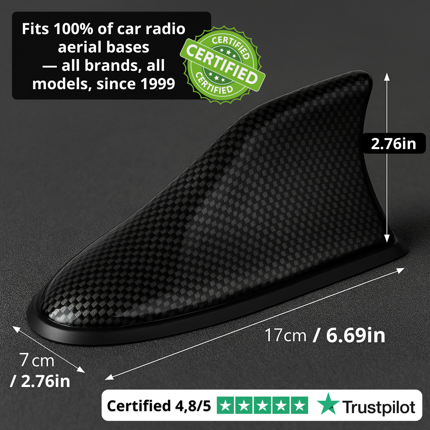 P80 PRO | Shark Fin Car Aerial – Amplified Radio & GPS Signal