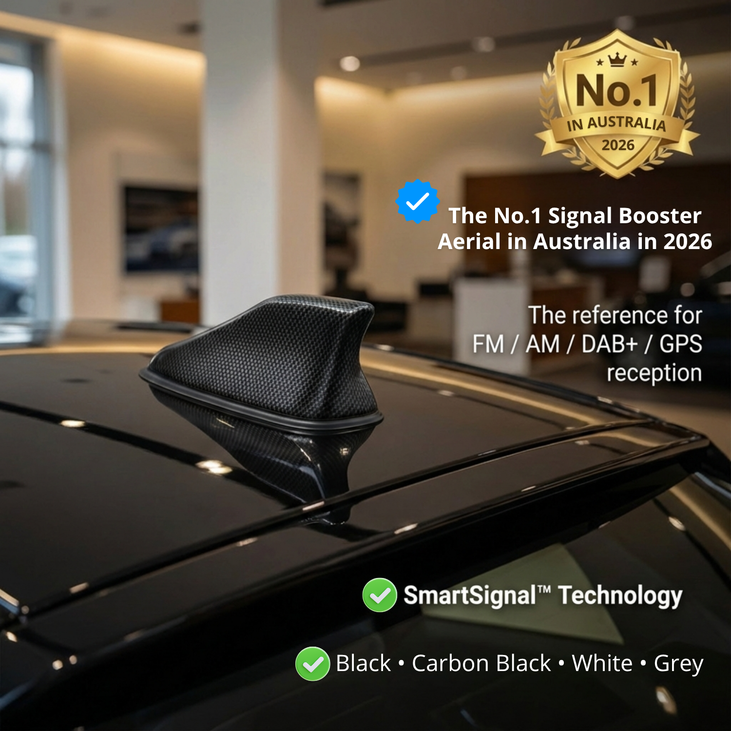 P80 PRO | Shark Fin Car Aerial – Amplified Radio & GPS Signal